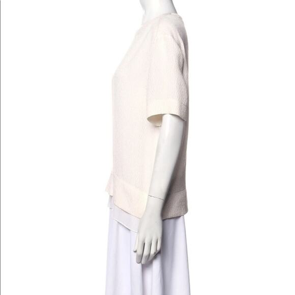 HELMUT LANG Silk White Short Sleeve Tee Shirt Blouse Textured Two Layer Top XS - Picture 12 of 13